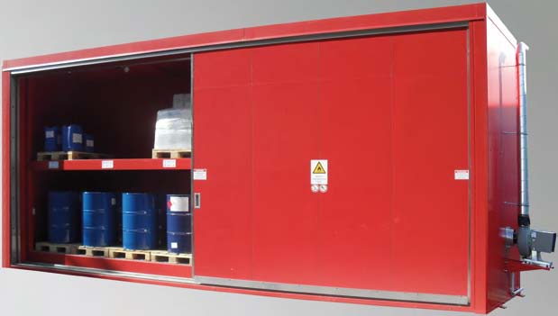 Brandschutzcontainer Innenmaße B x T x H 3900 x 1300 x 1500 mm